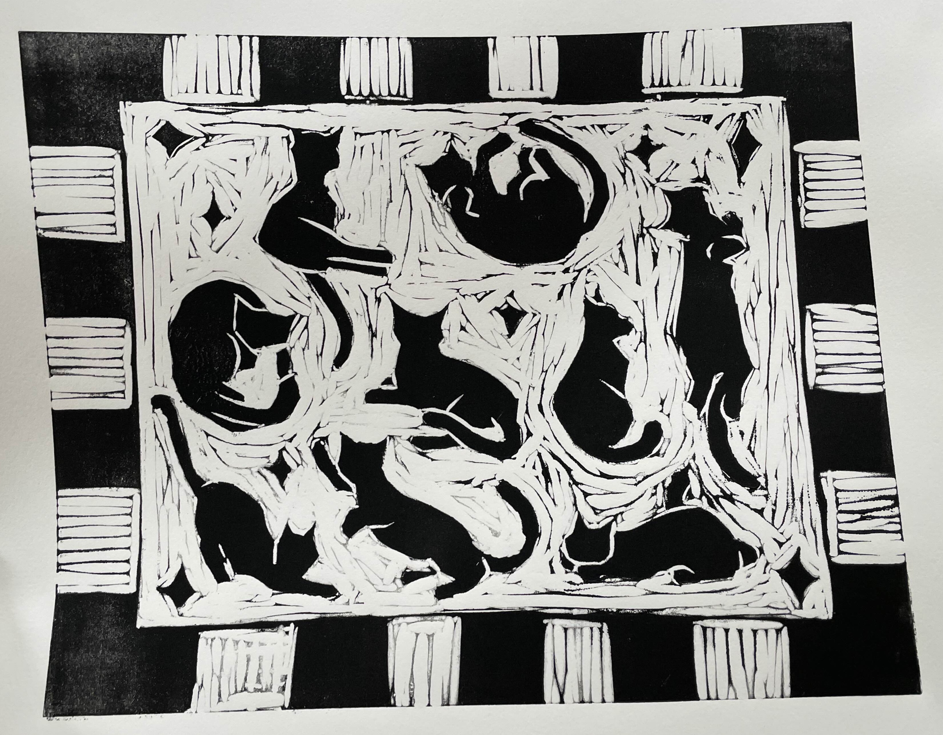 Cat Silhouettes (Linocut)