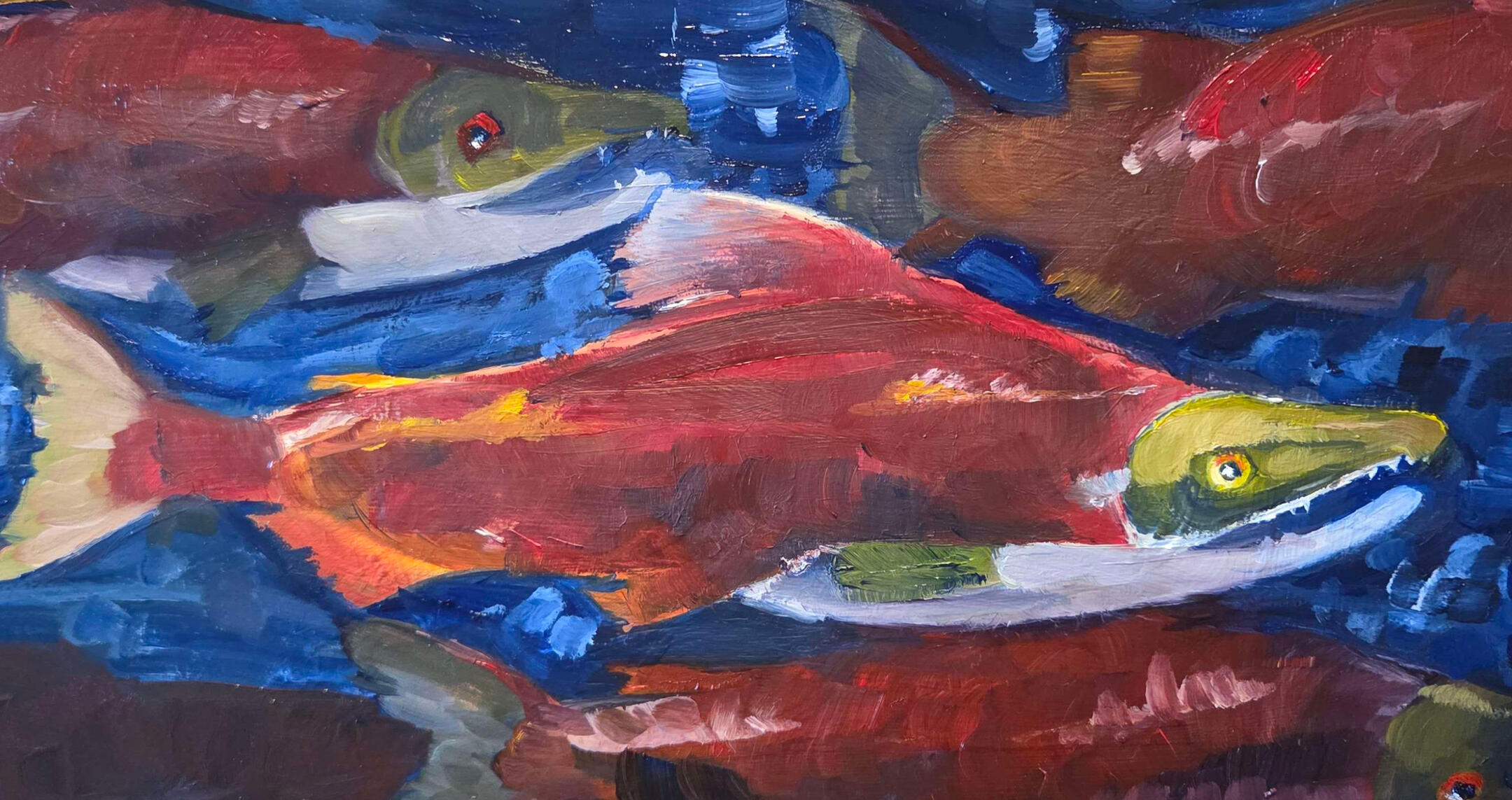 Schooling Salmon (Oil Painting)